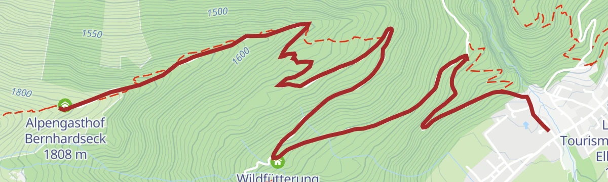 Route map: Elbigenalp - Zur Bernhardseckhütte